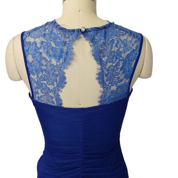 Vintage 90s Y2K Prom Dress Maxi Gown Size S Royal Blue Lace Sleeveless Formal - Picture 9 of 11